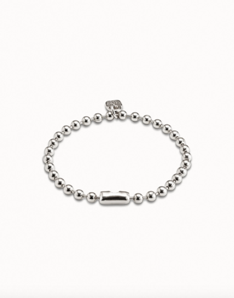 UNOde50 Silver Beaded Bracelet with Signature Lock Pendant